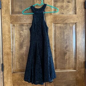 B Darlin Elegant Black Lace Halter Dress - Women's Size 3/4